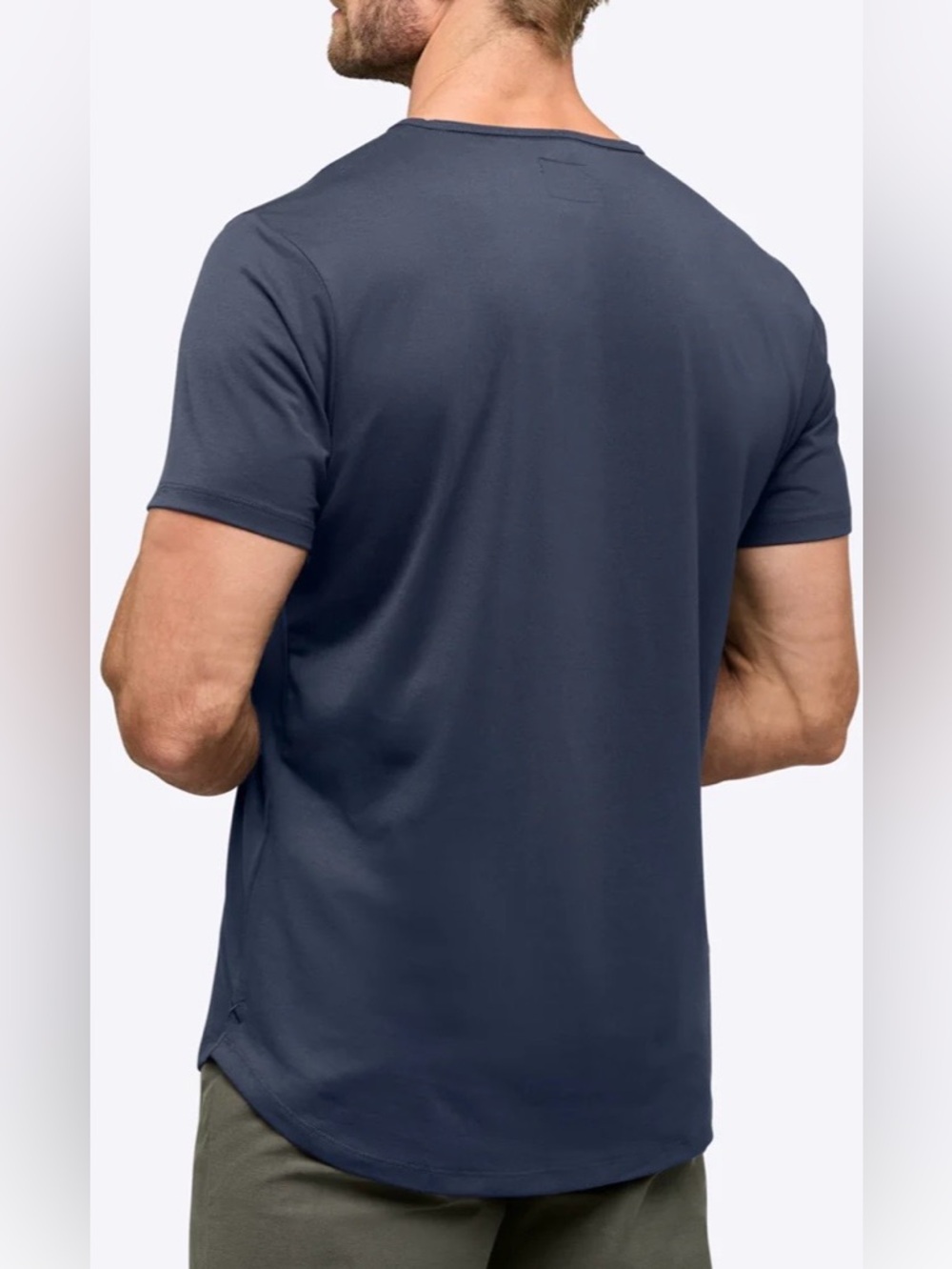 CUTS Men's AO Henley Curve-Hem Short-Sleeve Crew Neck Shirt XL Pacific Blue